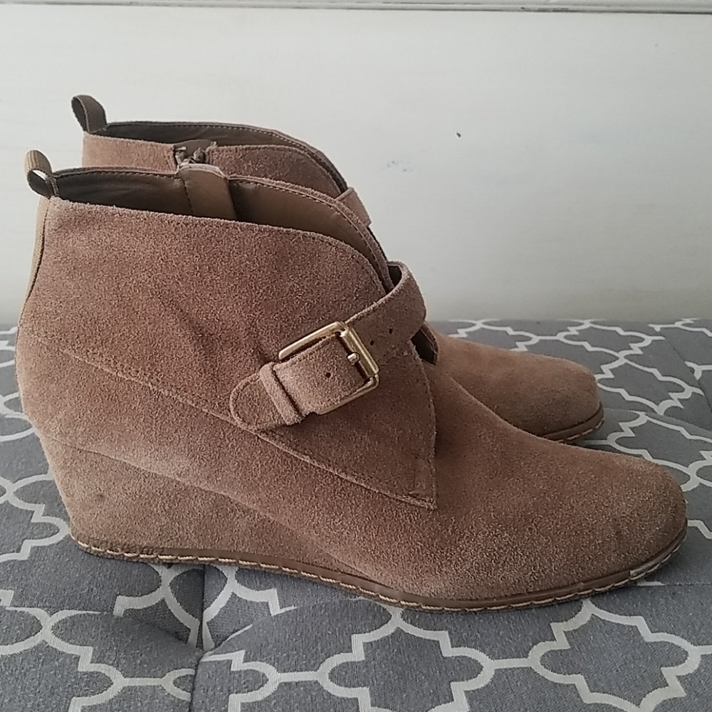 Franco Sarto Suede Wedge Ankle Boots